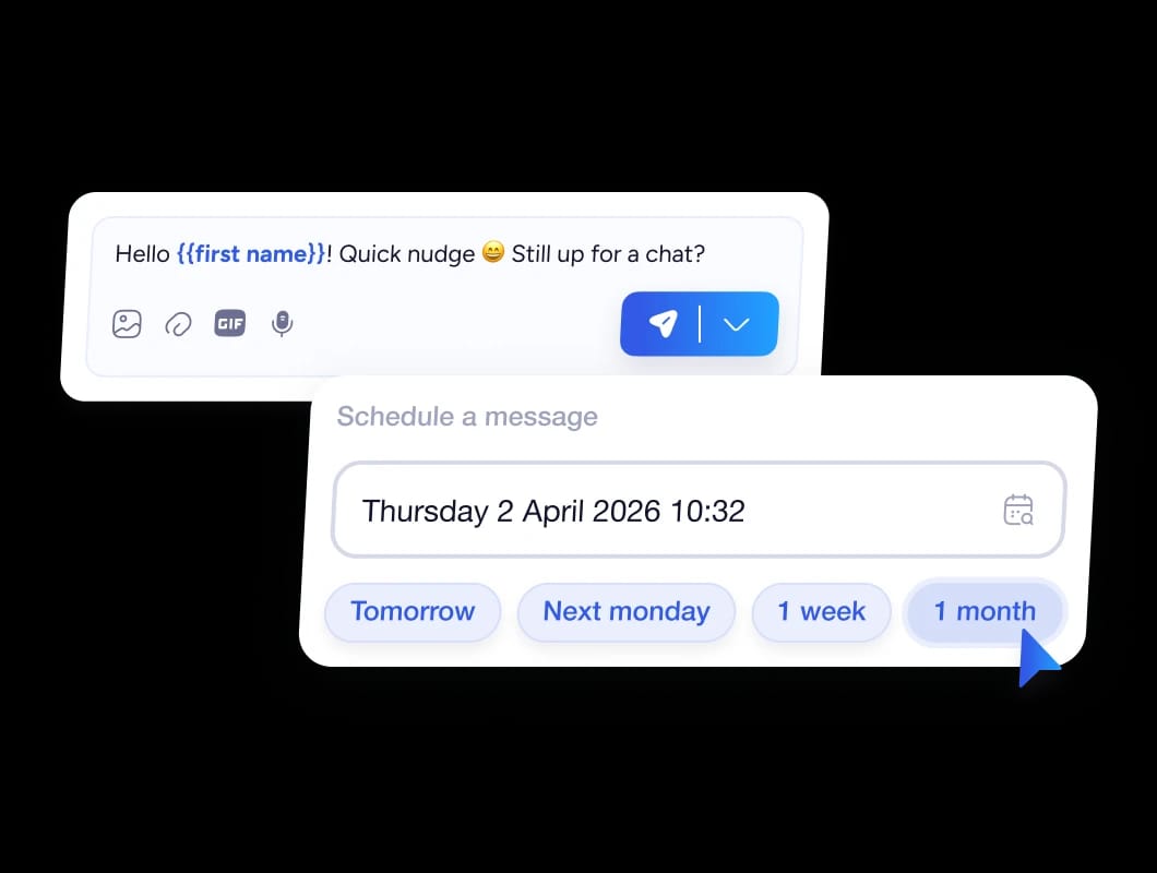 Eine LinkedIn Follow-up Nachricht zum gewählten Termin in Inbox Waalaxy planen