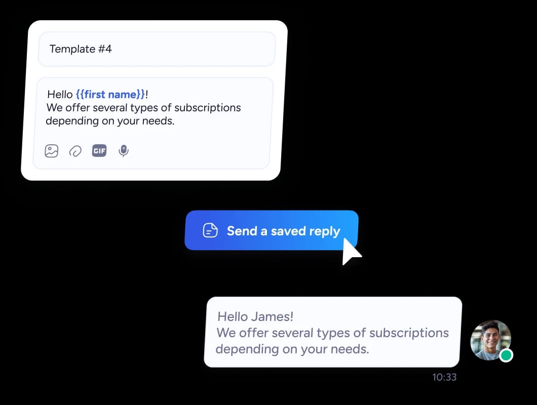 Eine gespeicherte Antwort mit Personalisierungsvariable in Inbox Waalaxy senden